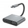 USB HUB XO (HUB001) 4in1 Type-C для HDMI/VGA/USB3.0/PD charging срібний