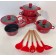 Набор кастрюль и сковорода Higher Kitchen HK-316 с гранитным антипригарным покрытием 7 пр. Красный
