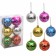 Новогодние ёлочные игрушки шары пластиковые с рисунком,6 шт, 6 см,в прозрачной коробке