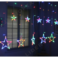 Xmas гирлянда STAR CURTAIN 12M MULTI Звезды Мультицветные 3M*80CM*50CM