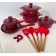 Набор кастрюль и сковорода Higher Kitchen HK-316 с гранитным антипригарным покрытием 7 пр. Красный